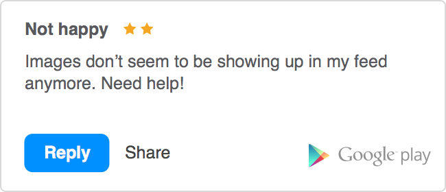 Google Play review reply button example