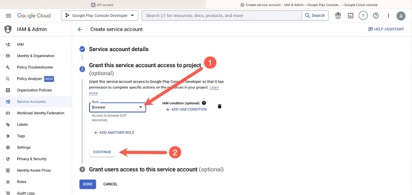 Google Service Account Roles