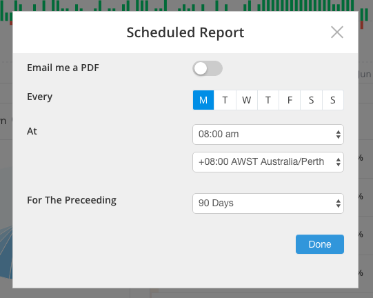scheduled reporting email toggled off