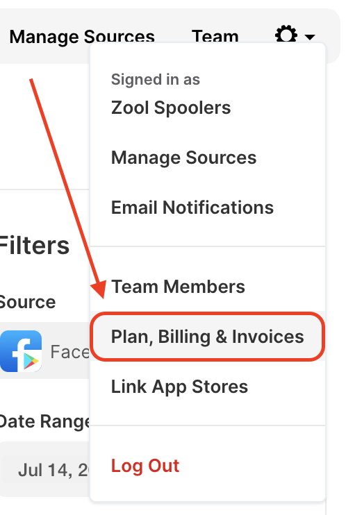 plan, billing and invoices screenshot