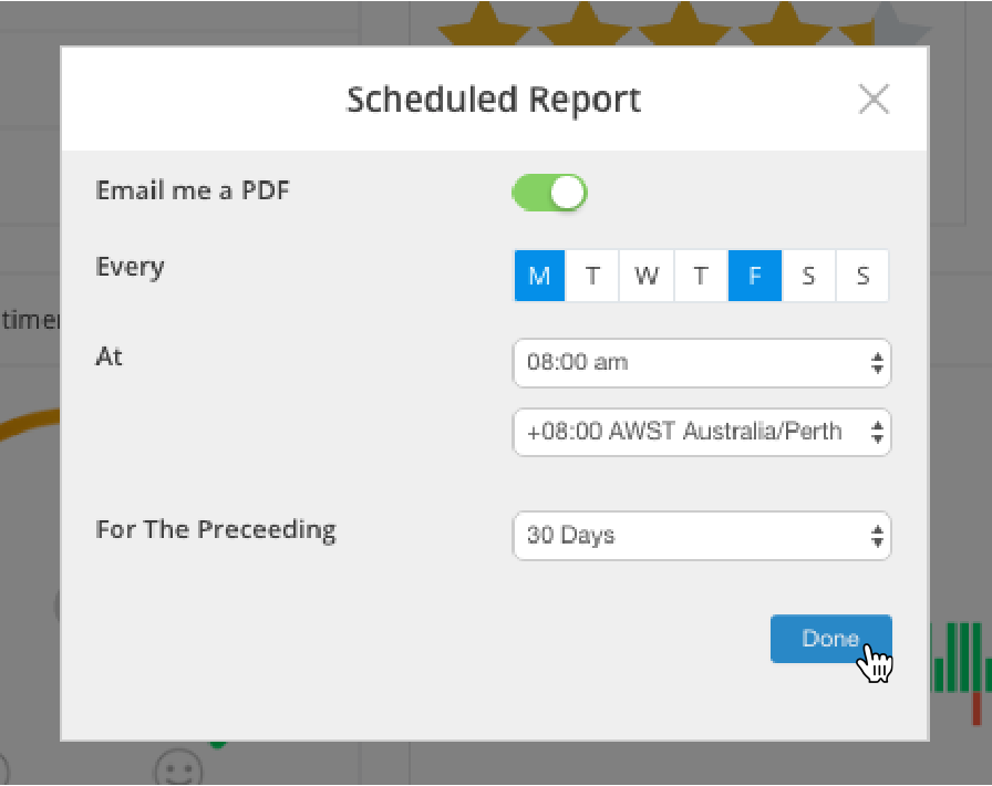 schedule report for email screenshot