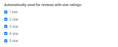 send reviews with star ratings screenshot