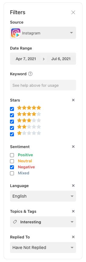 filter reviews by language screenshot