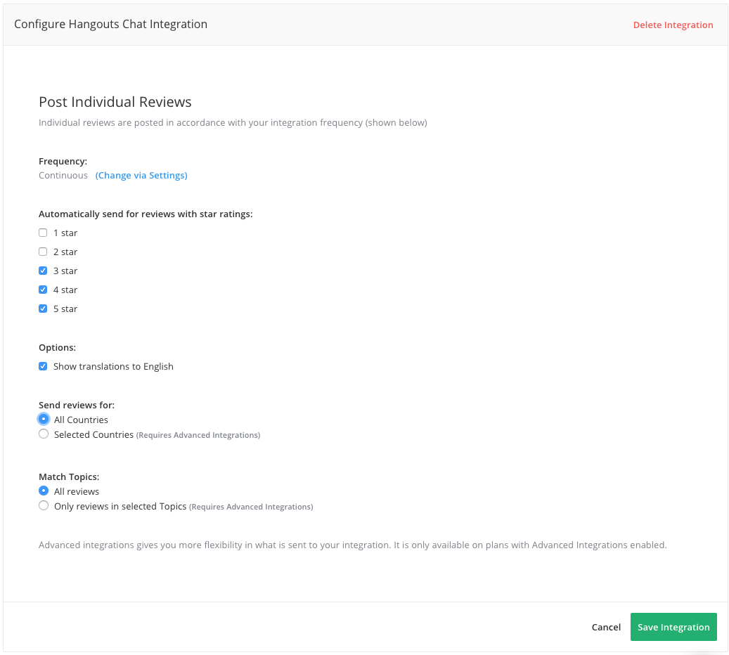 configure google hangouts chat integration