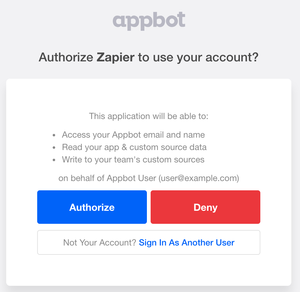 zapier authorization screenshot