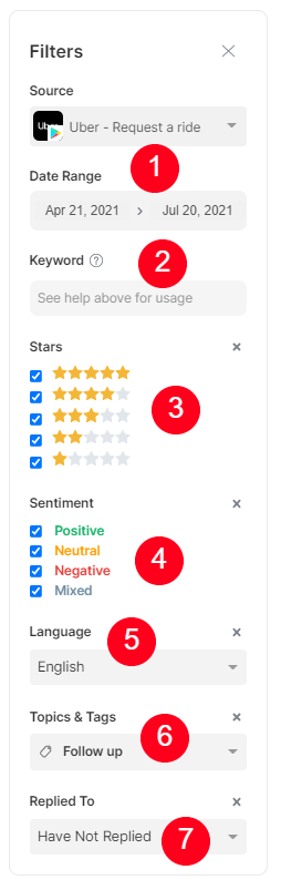 filter for app store reviews screenshot