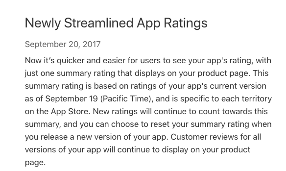 Apple's explanation for app ratings