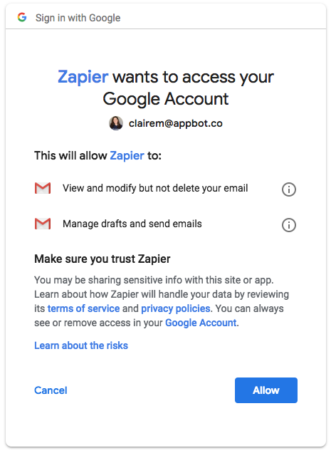 connect gmail account example screenshot