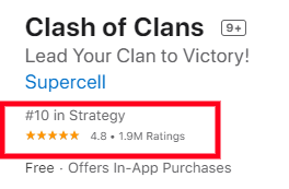clash of clans app store reviews screenshot