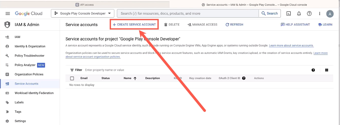 Create Google Service Account
